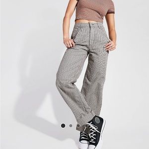 ASOS DESIGN slouchy chino pants in plaid brown